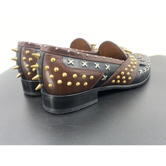 GUCCI Brown Studded Horsebit fringed Leather Loafer dress shoes sz 11.5 GUCCI - Picture 5 of 13